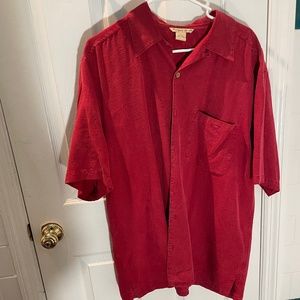 Paradise Coves L 100% Silk Red Casual Shirt